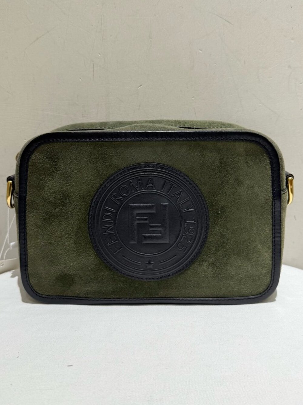 Fendi Dark Green Suede Crossbody Camera Bag